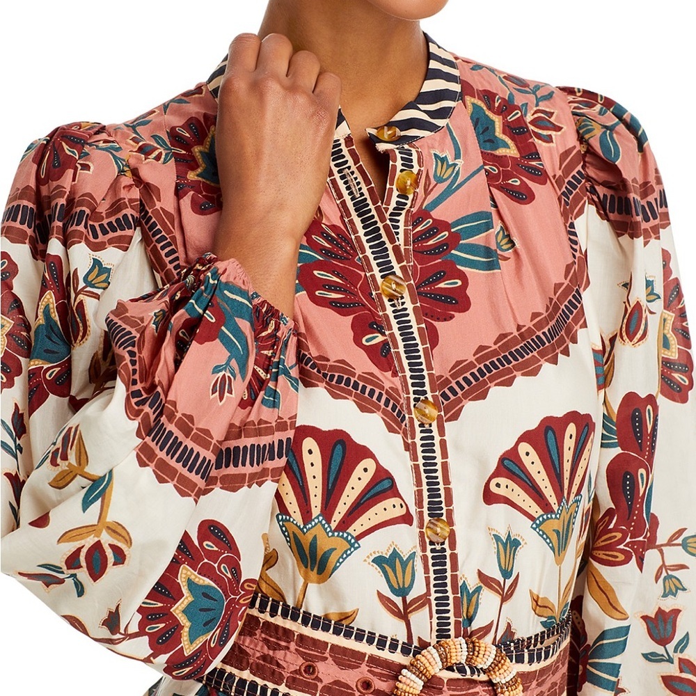 FARM Rio Riad Mini Dress in Brown Motif, size XS NWT - Picture 4 of 9